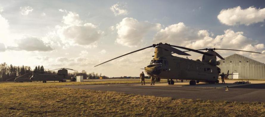 Три вертолёта «Chinook» прибыли в Лиелварде