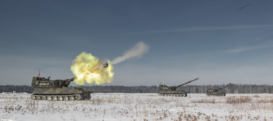 Стрельбы из самоходных гаубиц M109 на Адажском полигоне